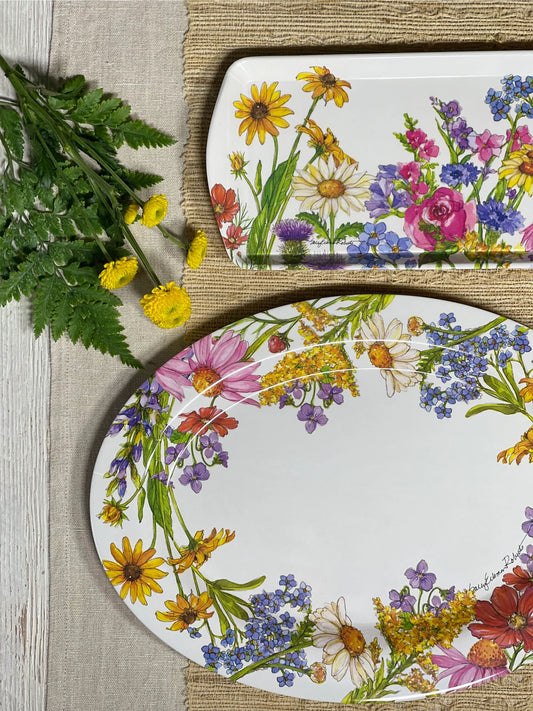 Wildflowers Oval Platter, Made of Eco-friendly Bamboo Composite