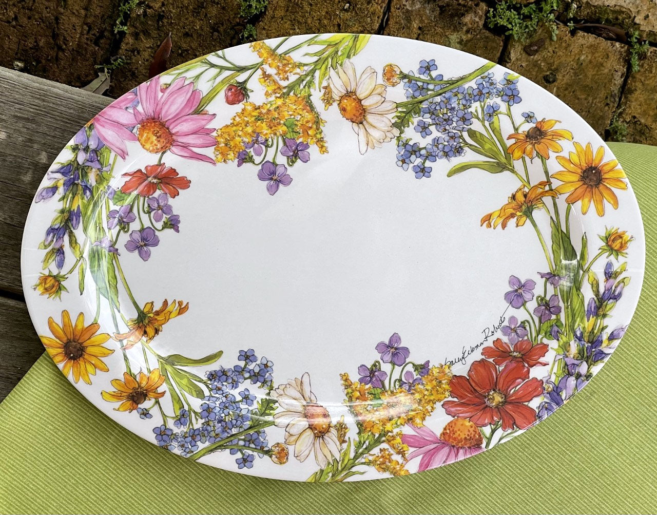 Wildflowers Oval Platter, Made of Eco-friendly Bamboo Composite