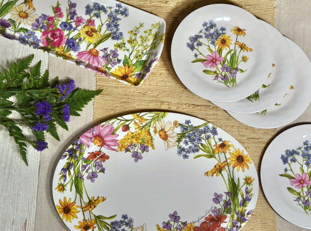 Wildflowers Oval Platter, Made of Eco-friendly Bamboo Composite