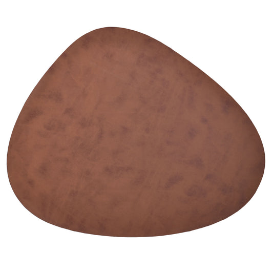 Leather Look Asymmetrical Vinyl Placemat, Tobacco Brown, Set of 4