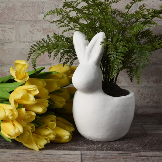 Napa Home & Garden White Rabbit Cement Planter