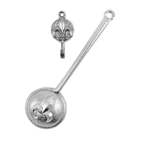 Crosby & Taylor Pewter Fleur de Lys Coffee Scoop with Hook, Handmade in the USA