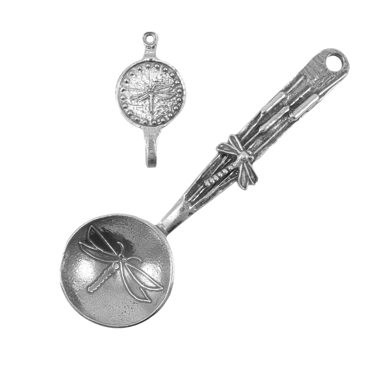 Crosby & Taylor Dragonfly Pewter Coffee Scoop with Hook, Handmade in the USA