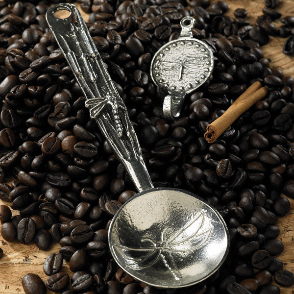 Crosby & Taylor Dragonfly Pewter Coffee Scoop with Hook, Handmade in the USA