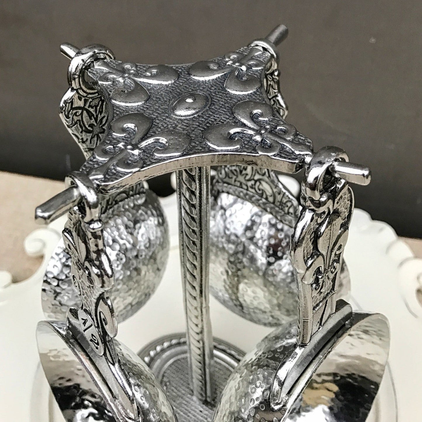 Crosby & Taylor Fleur de Lys Pewter Measuring Cups with Display Post, Handmade in the USA