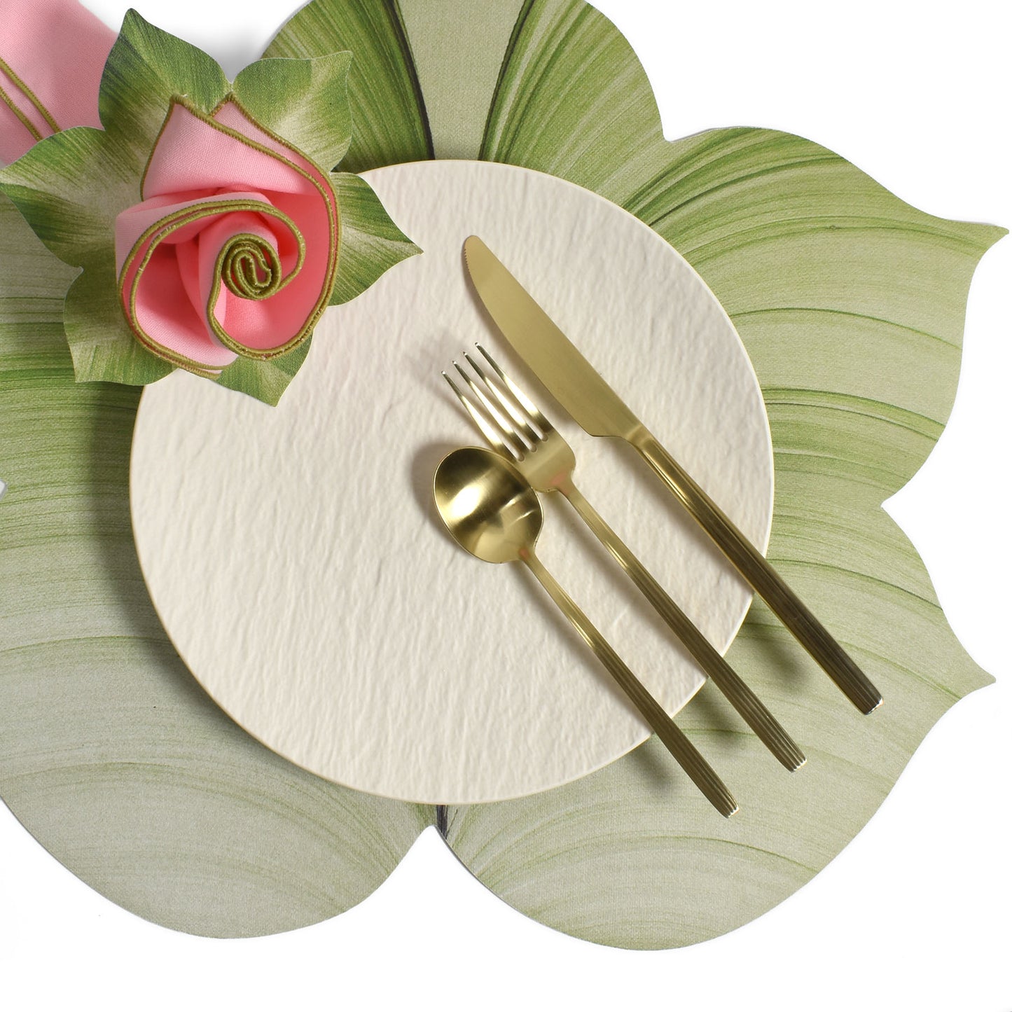 Carole Shiber Fountain Leaf Luxury Vinyl Placemat, Mint Green, Set of 4