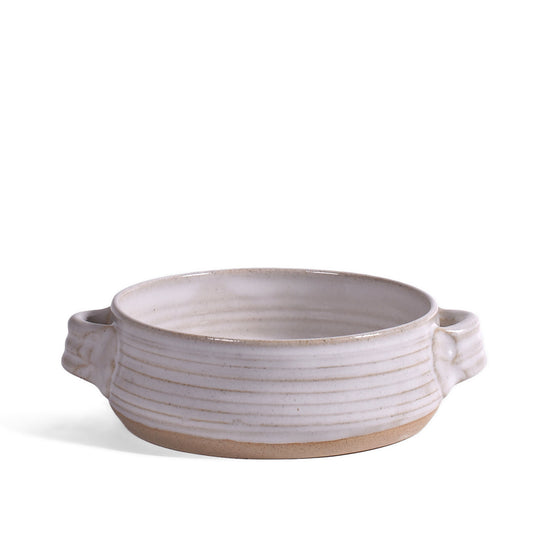 Handmade American Pottery Brie Baker by Coastal Clay Company, White/Natural