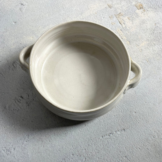 Handmade American Pottery Brie Baker by Coastal Clay Company, White/Natural