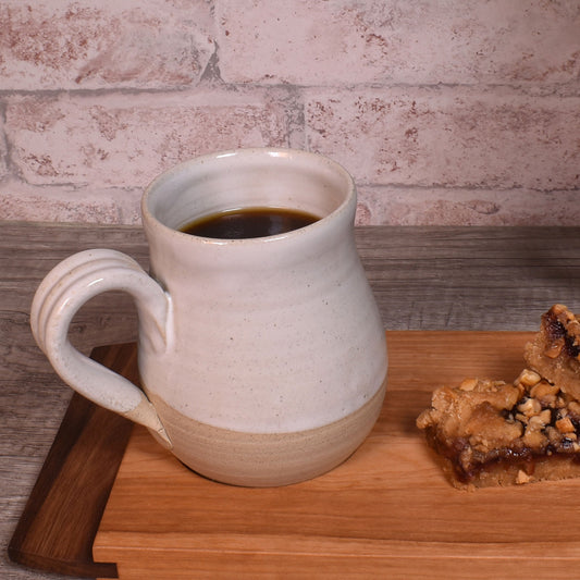 Classic Handmade American Pottery Mug by Coastal Clay Co., White/Natural