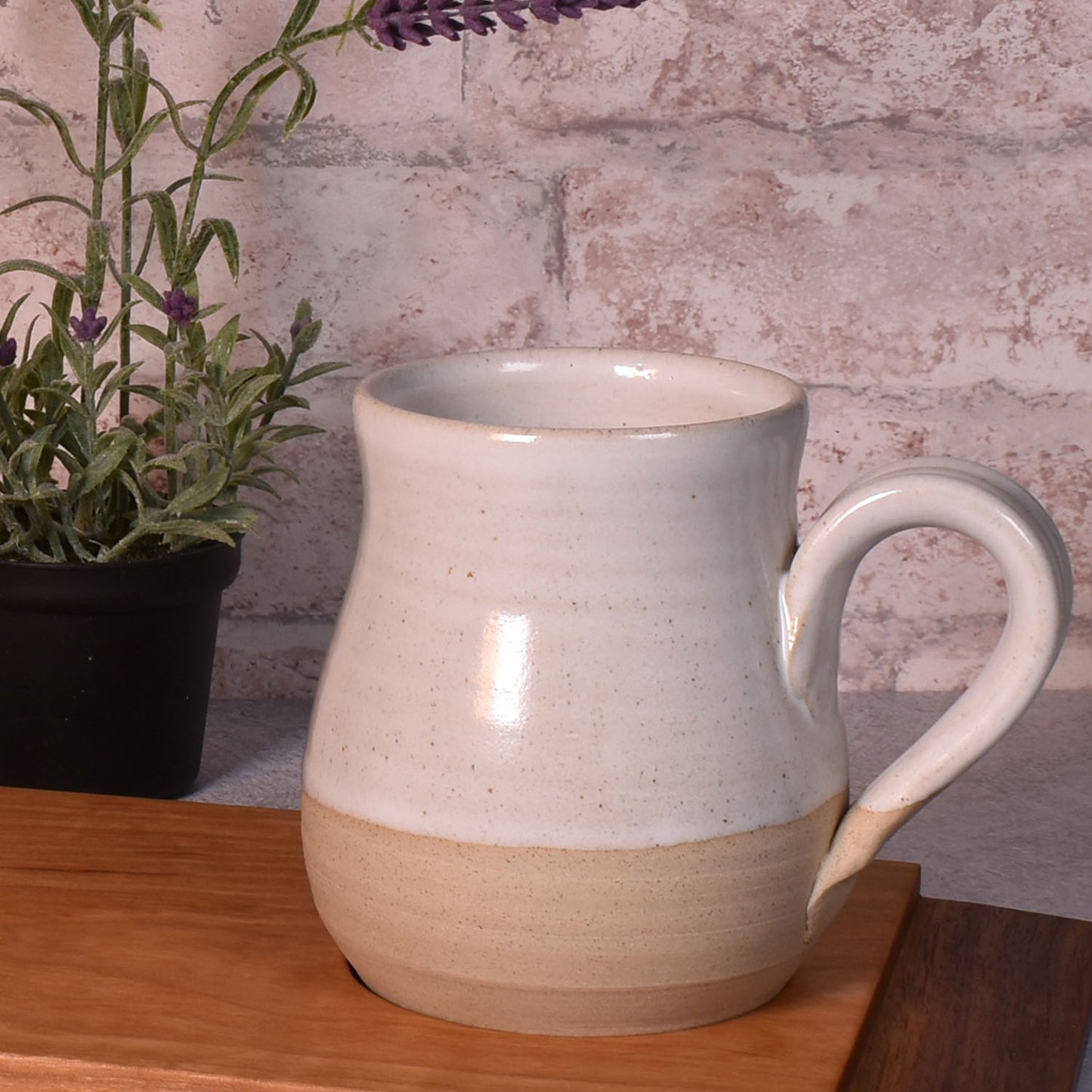 Classic Handmade American Pottery Mug by Coastal Clay Co., White/Natural