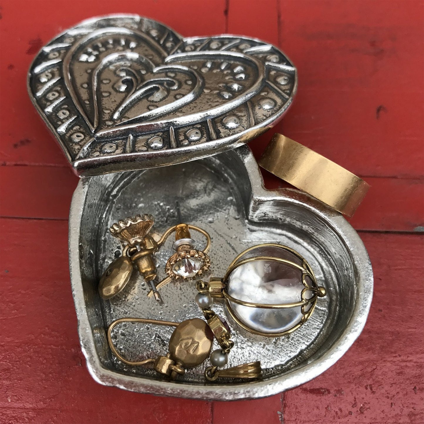 Crosby & Taylor Heart 2-1/4" Small Pewter Keepsake Box, Handmade in the USA