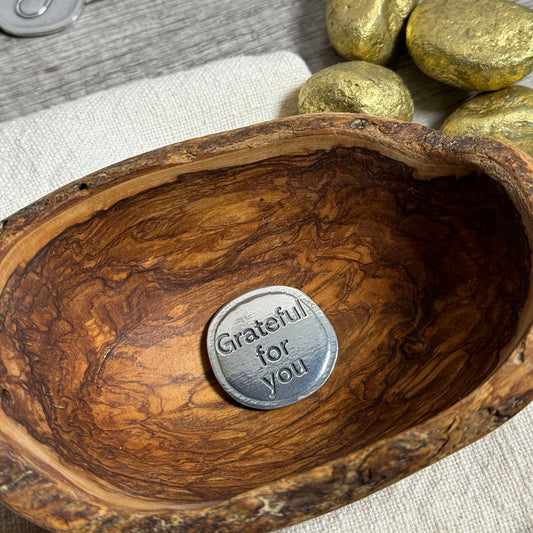 Crosby & Taylor "Grateful for You" Lead-Free American Pewter Pocket Sentiment Token Expressing Gratitude, Thankfulness, and Encouragement