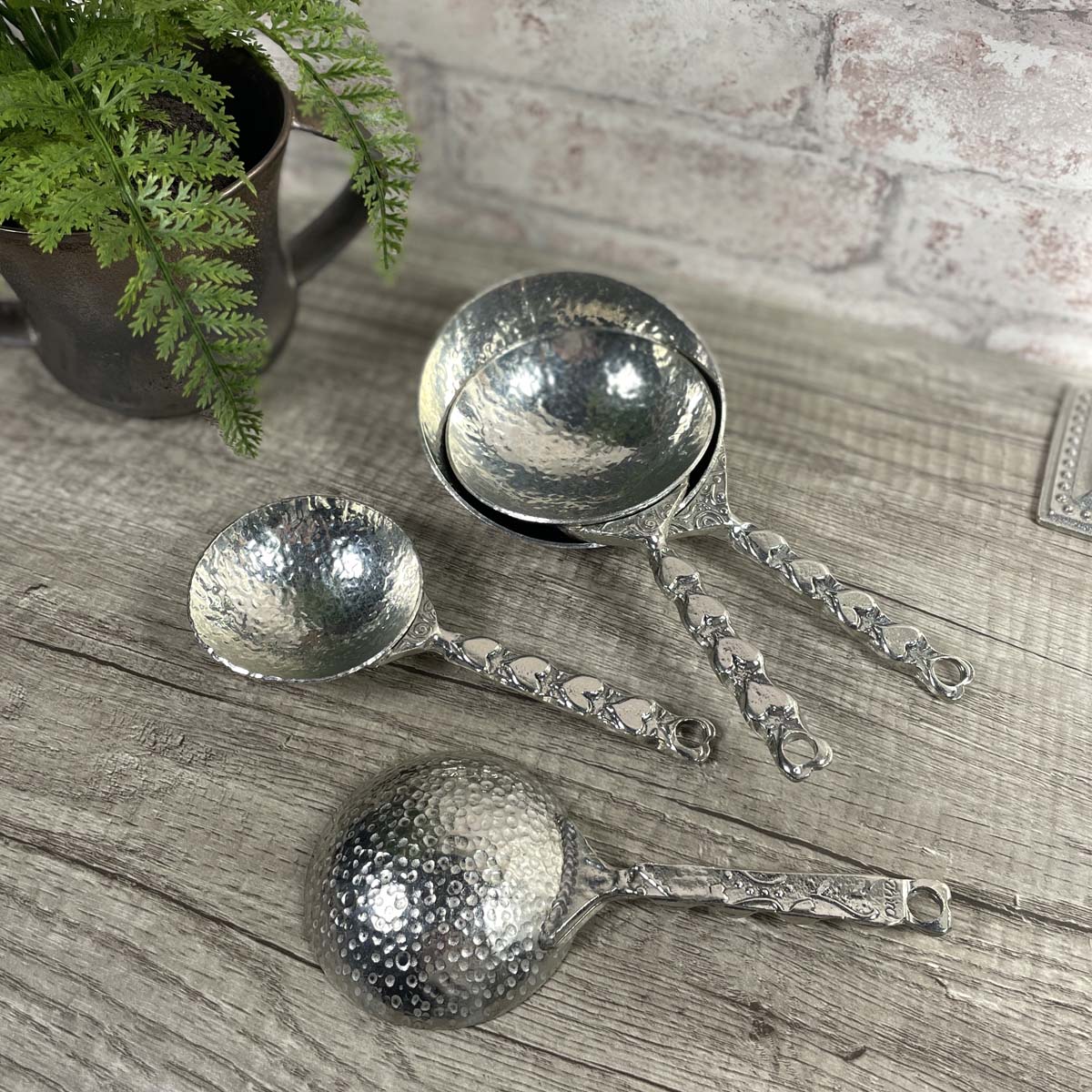 Crosby & Taylor Heart 4-piece Artisan Pewter Measuring Cup Set, Handmade in the USA