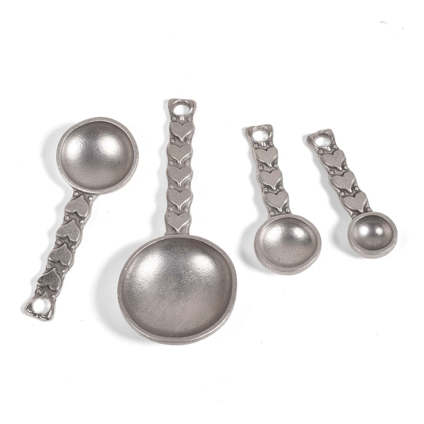 Crosby & Taylor Heart 4-piece Artisan Pewter Measuring Spoon Set, Handmade in the USA