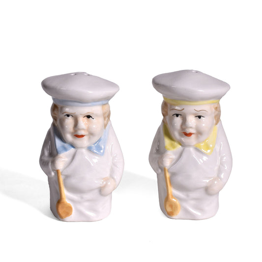 Vintage Chef 3-1/2" Ceramic Salt and Pepper Shaker Set