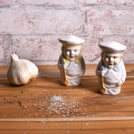 Vintage Chef 3-1/2" Ceramic Salt and Pepper Shaker Set