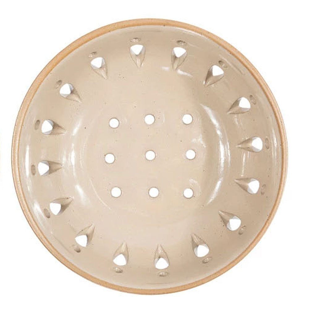 Stoneware 5" Berry Colander Bowl, Set of 3 in Sage, Tan, and Light Gray