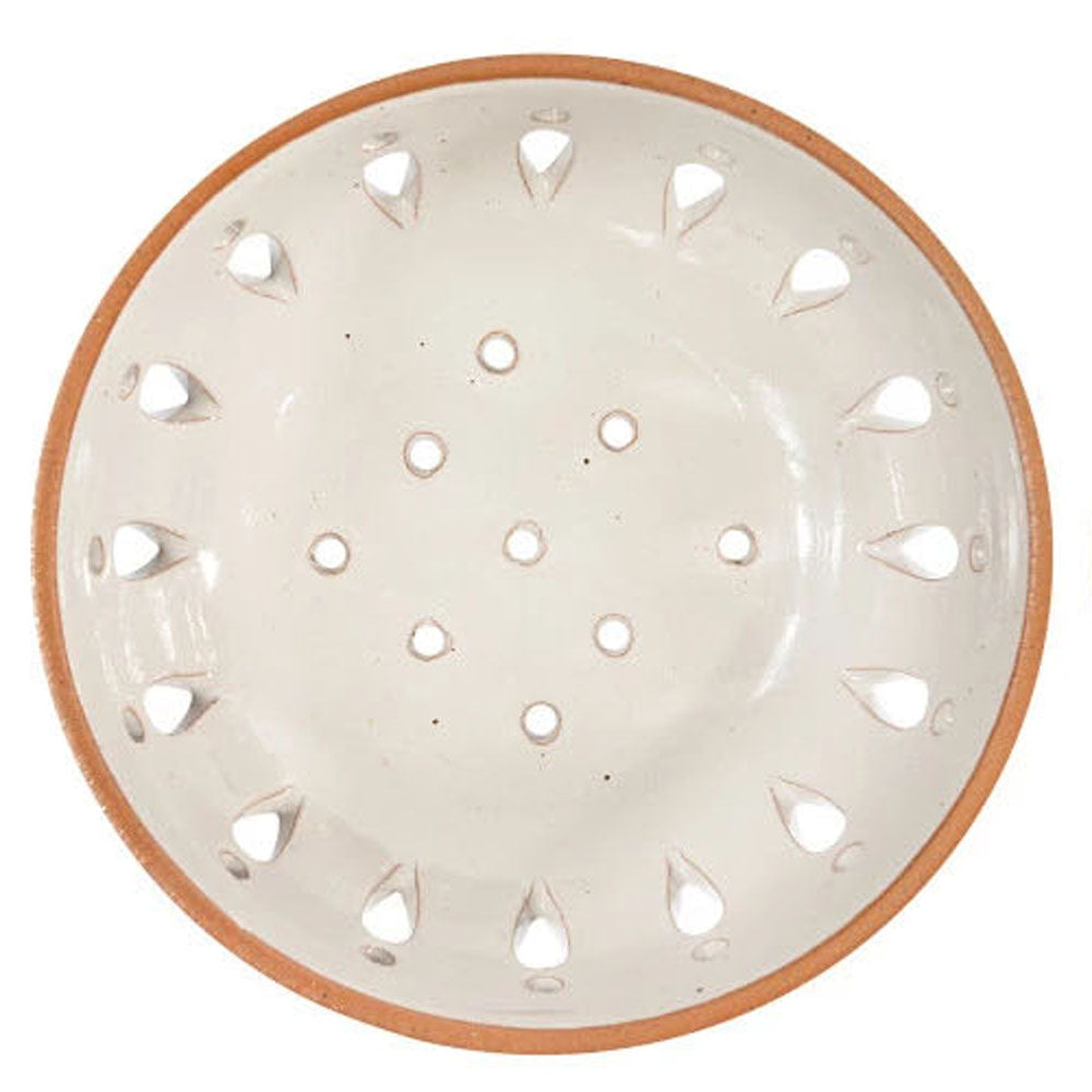 Stoneware 5" Berry Colander Bowl, Set of 3 in Sage, Tan, and Light Gray