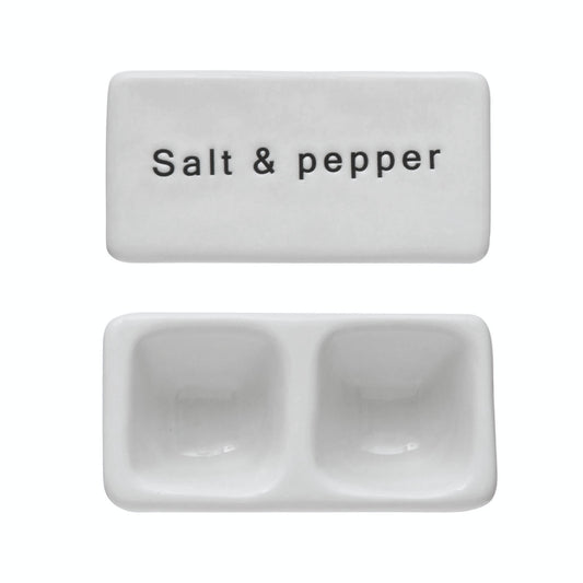 Small Stoneware Salt and Pepper Pinch Pot with Lid, White