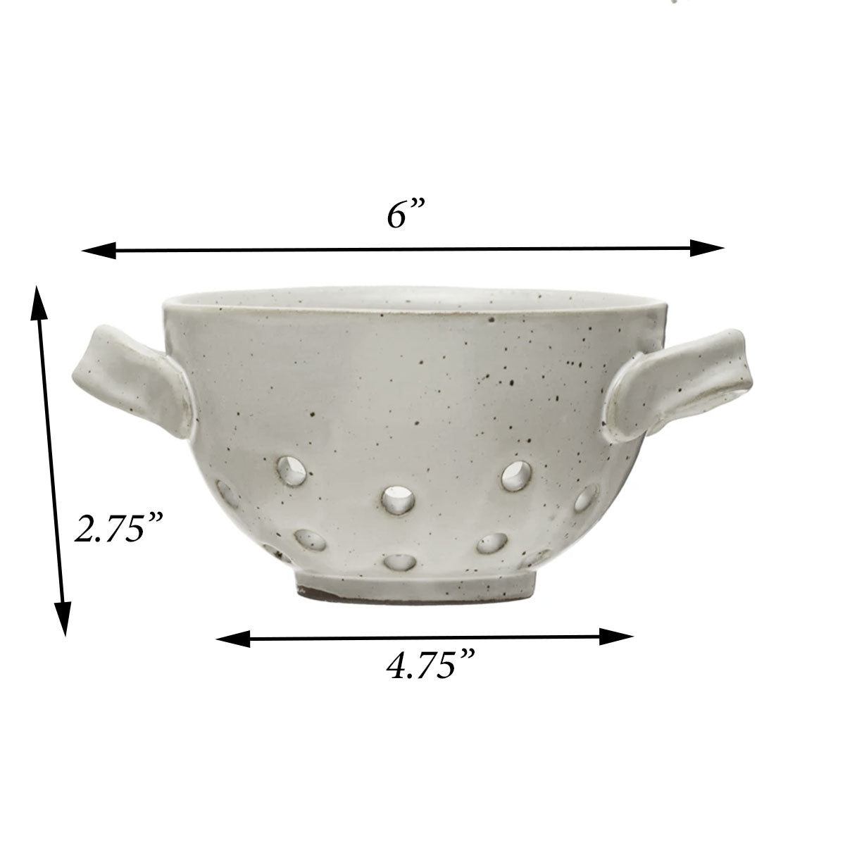 Small Stoneware Berry Bowl with Handles, Speckled White, Each One Varies