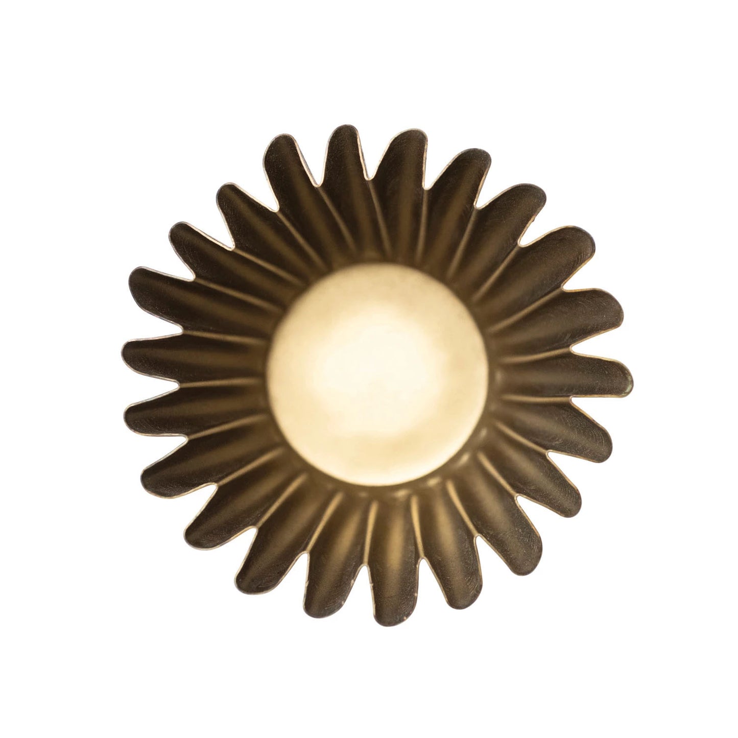 Fluted Metal Planter Cachepot with Weathered Brass Finish