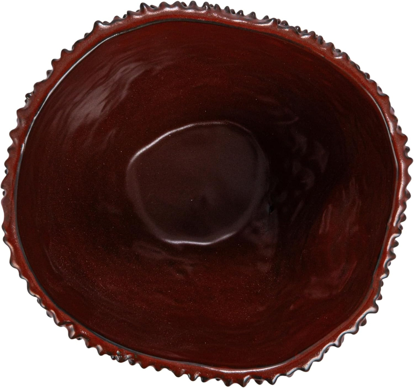 Stoneware Organic Shaped Planter Cachepot with Dark Brown Glaze