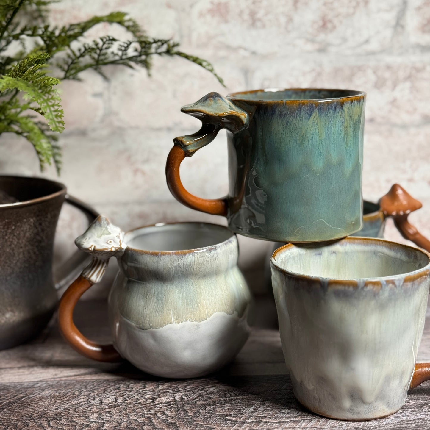 Stoneware Mug with Mushroom Handle, Open Stock