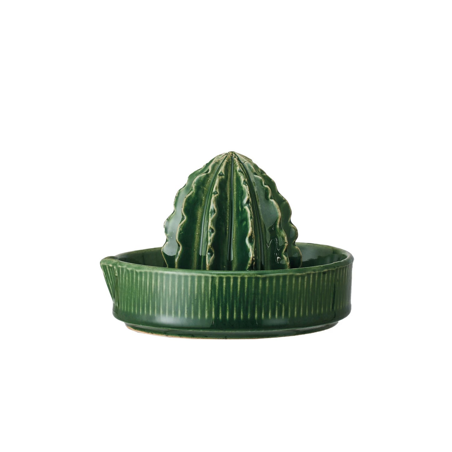 Cactus-Shaped Stoneware Juicer, Green