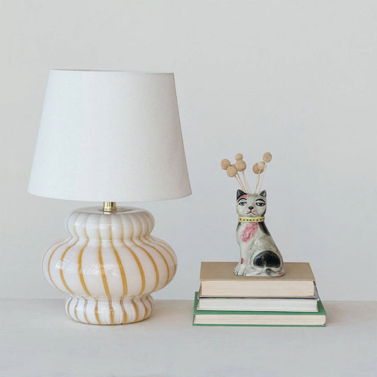 Hand-Painted Stoneware Vintage Reproduction 6-1/4" Staffordshire Cat Bud Vase