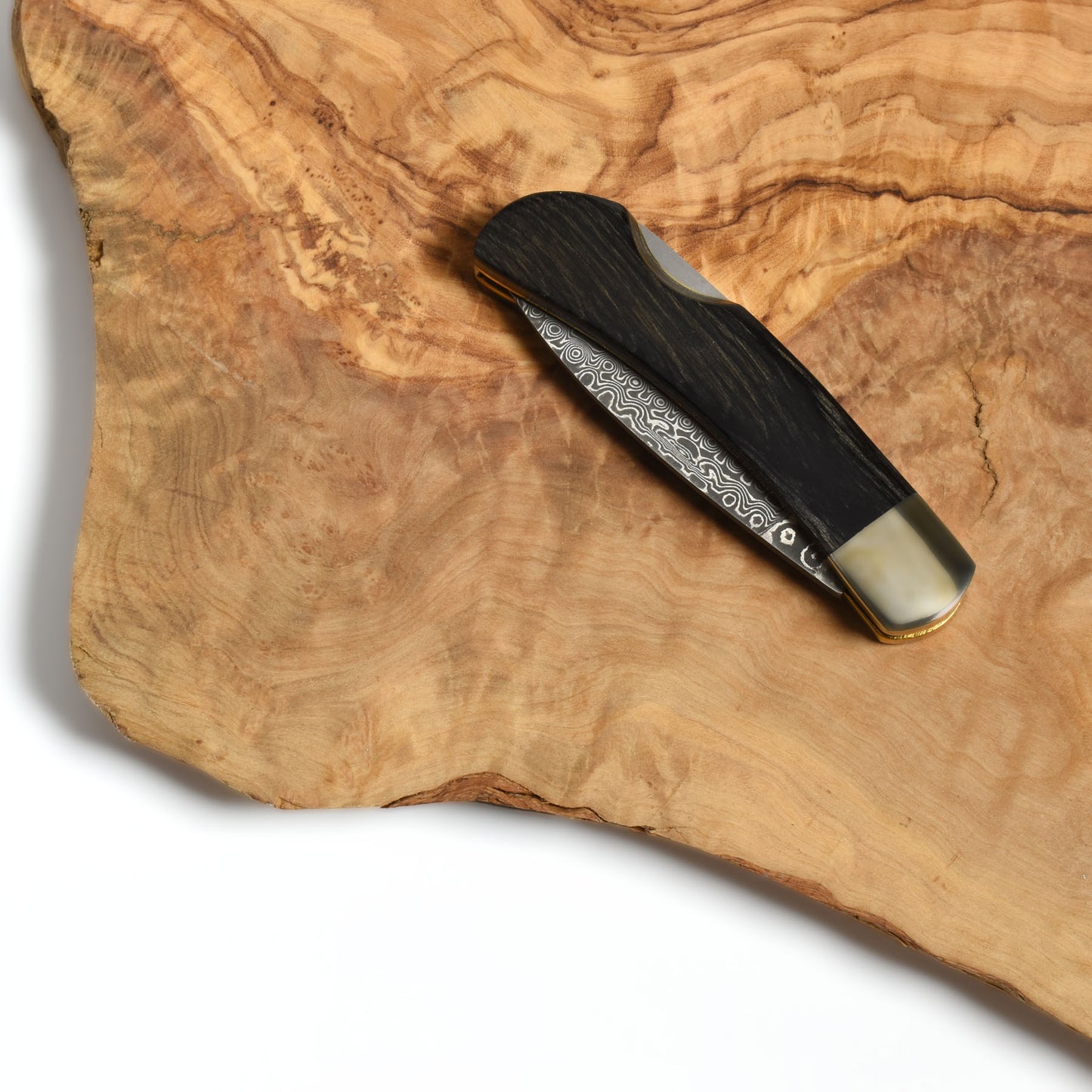 Santa Fe Stoneworks Mammoth Vein Turquoise Black Damascus 3" Lockback Pocketknife