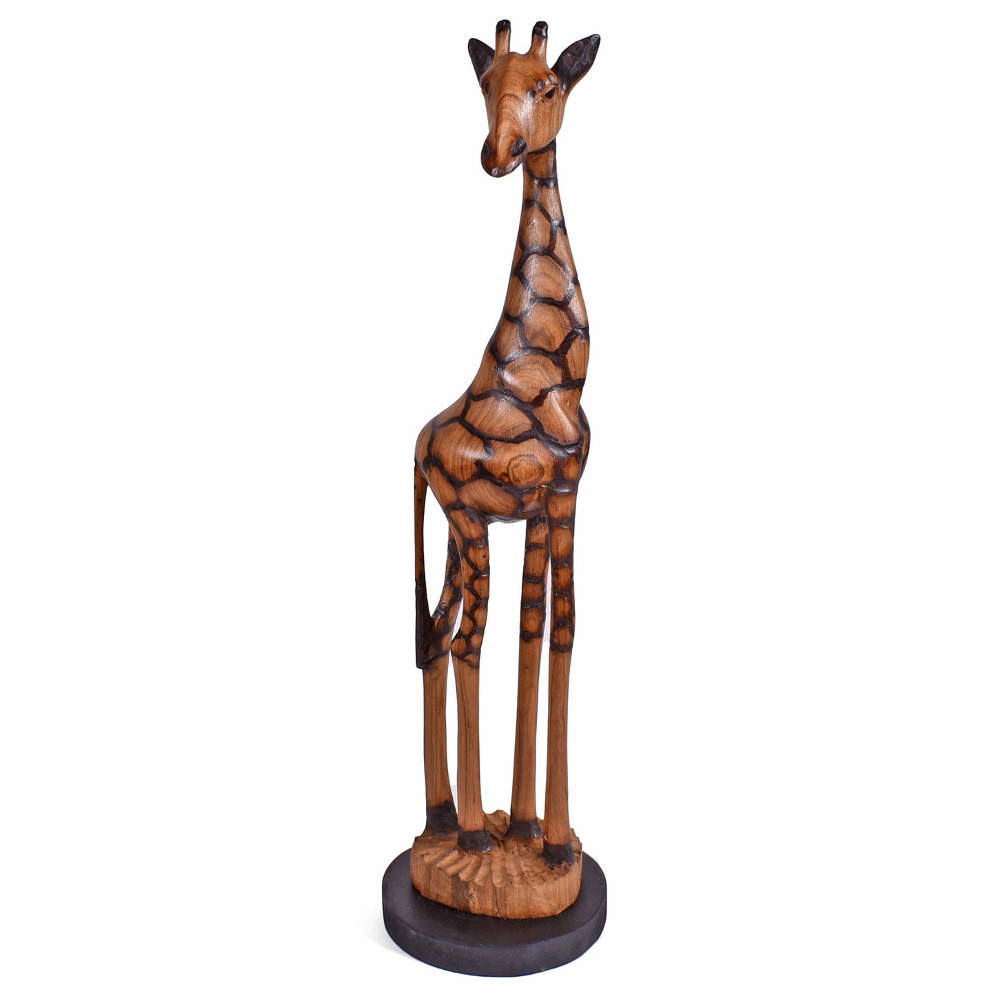 Giraffe 17" Hand Carved Olive Wood Figurine from Zimbabwe