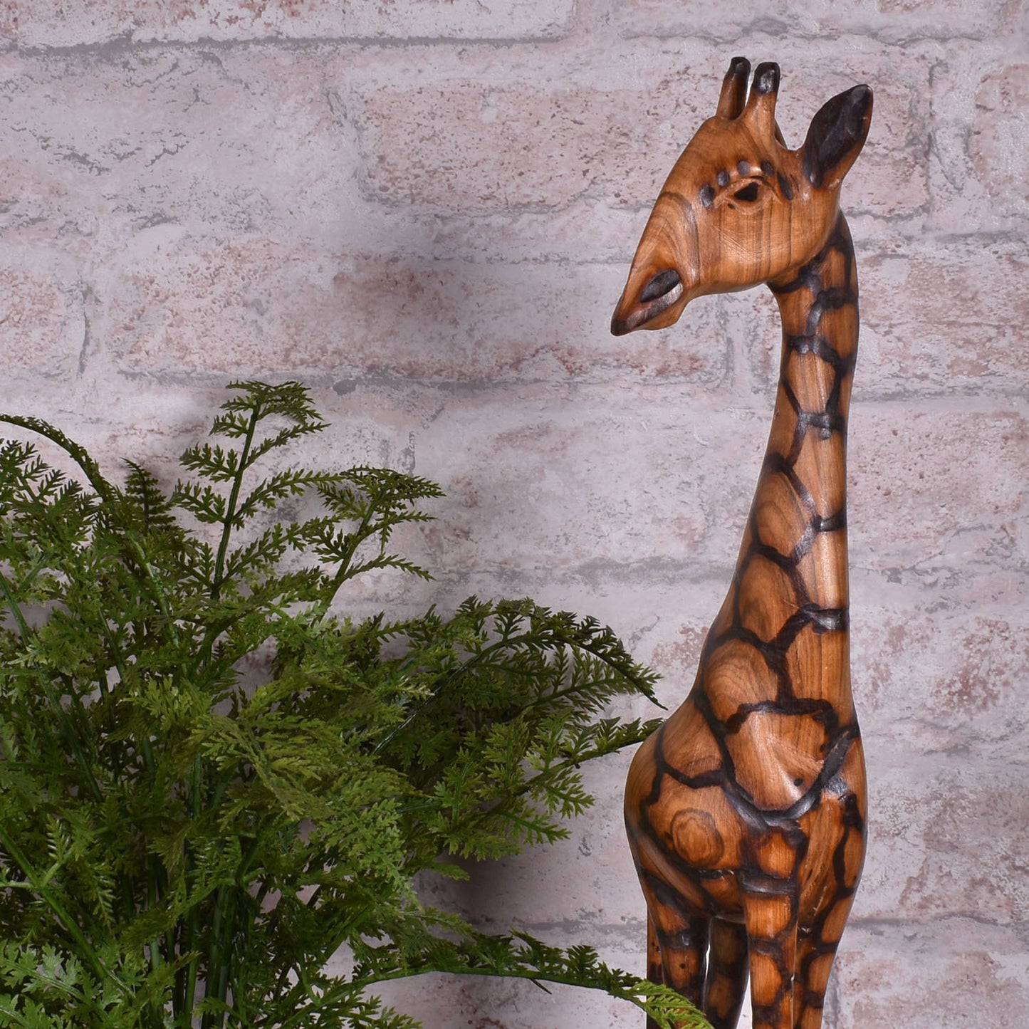 Giraffe 17" Hand Carved Olive Wood Figurine from Zimbabwe