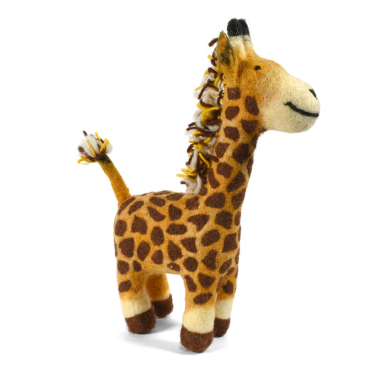 Fair Trade Felted Wool 12" Giraffe Figurine, Handmade in Nepal