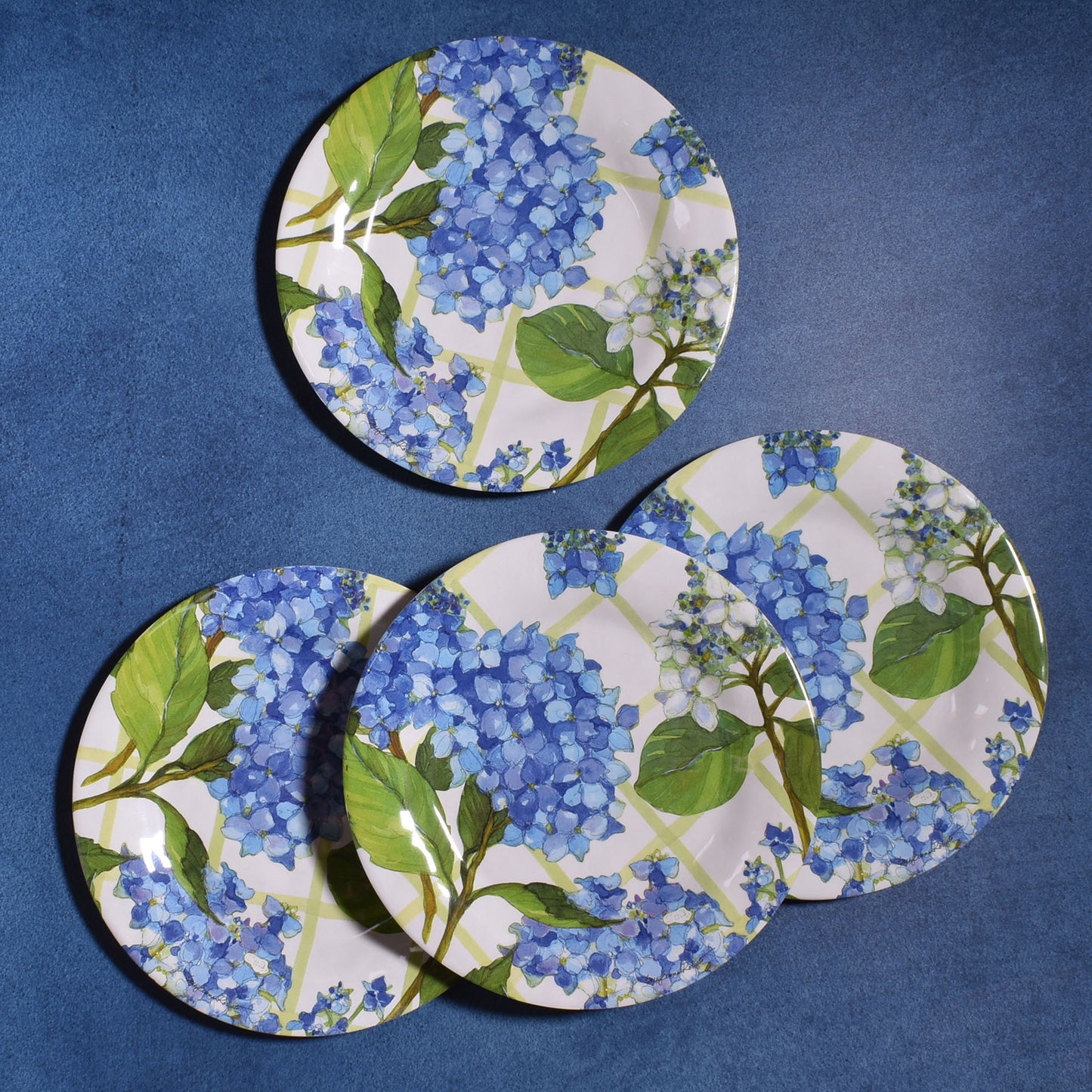 Bamboo Table Hydrangea Lattice 8-1/4" Salad Plates, Set of 4, Made of Eco-Friendly Bamboo Composite