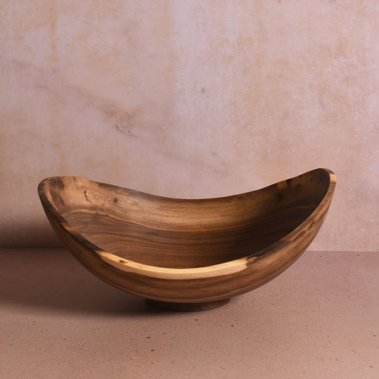 American Handmade 10" Walnut Wood Oval Bowl with Natural Edge