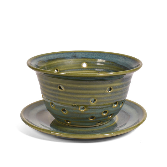 Holman Pottery Berry Colander and Plate Set, Sea Pearl