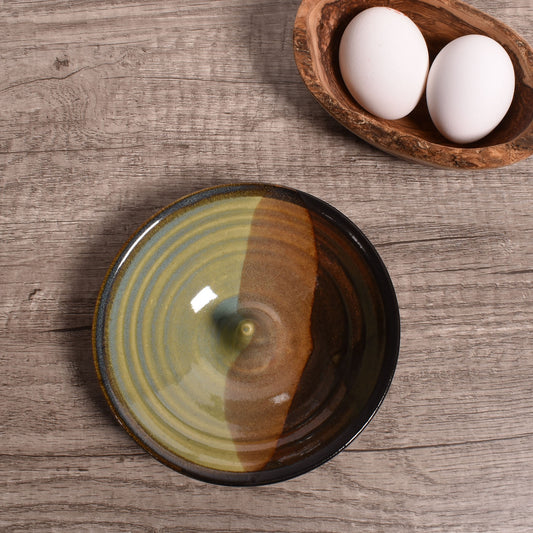 Holman Pottery Microwave Omelet Dish, Handmade in the USA, Green Earth