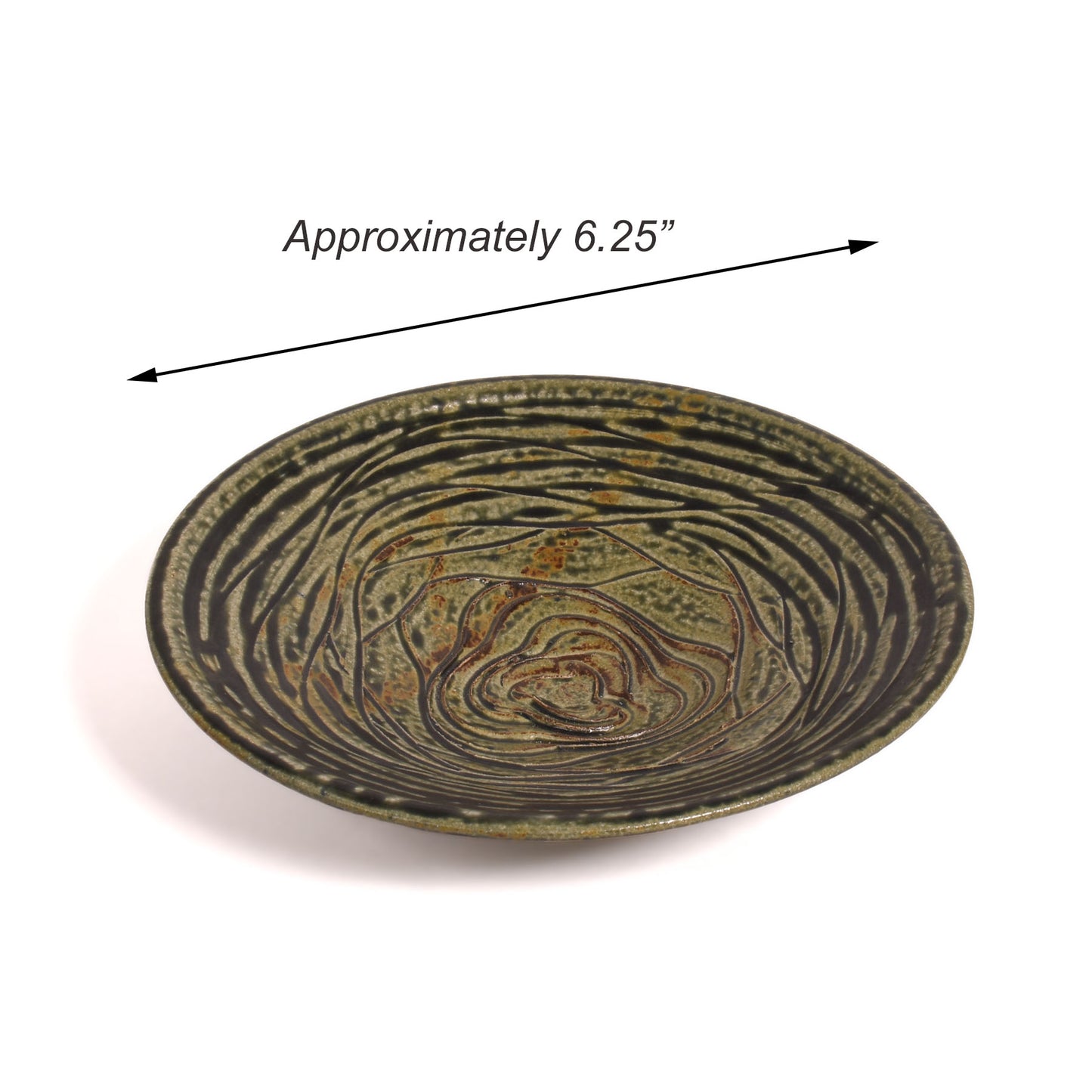 Holman Pottery Oil Dipping Dish with Textured Interior for Grating, Eco Ash Glaze, Each One Unique