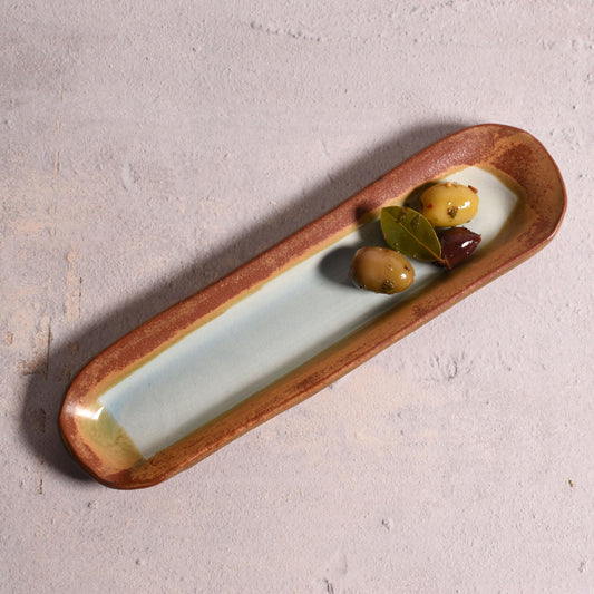 Holman Pottery Olive Tray, Robin's Nest Glaze, Each One Unique