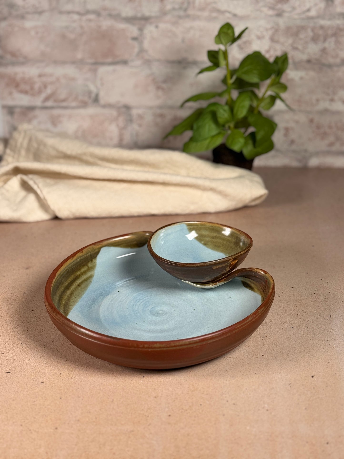 Small Chip & Dip Bowl by Holman Pottery, Robin's Nest, Each One Varies