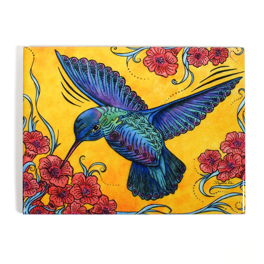 Hummingbird by Stephanie Kiker 6"x8" Decorative Ceramic Tile Plaque, Made in the USA