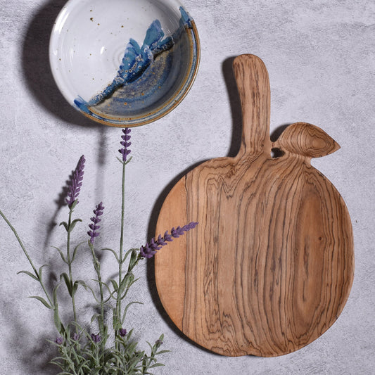Hand Carved Olive Wood Apple Shaped Tray from Kenya