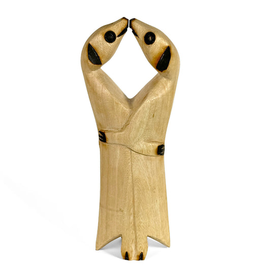 Meerkat Lovers 12" Hand Carved Jacaranda Wood Figurine from Zimbabwe