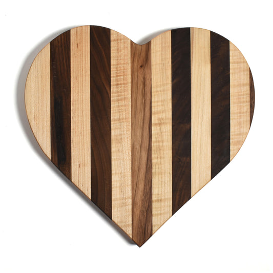 Heart Shaped Appalachian Hardwood Charcuterie Cutting Board, Handmade in the USA