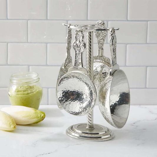 Crosby & Taylor Fleur de Lys Pewter Measuring Cups with Display Post, Handmade in the USA