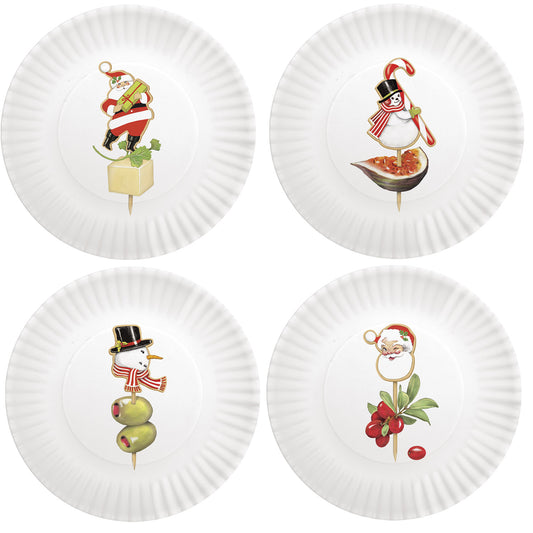 Holiday Appetizer Melamine 6" Appetizer Snack Plates, Set of 4