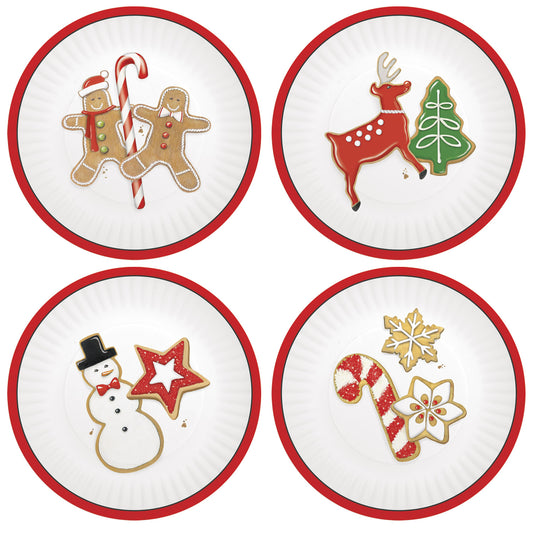 Mary Lake-Thompson Christmas Cookies 7-1/2" Melamine Snack Dessert Appetizer Plates, Set of 4