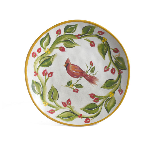 Cardinal Wreath by Carole Shiber 8.5" Melamine Salad Plate, Set of 6