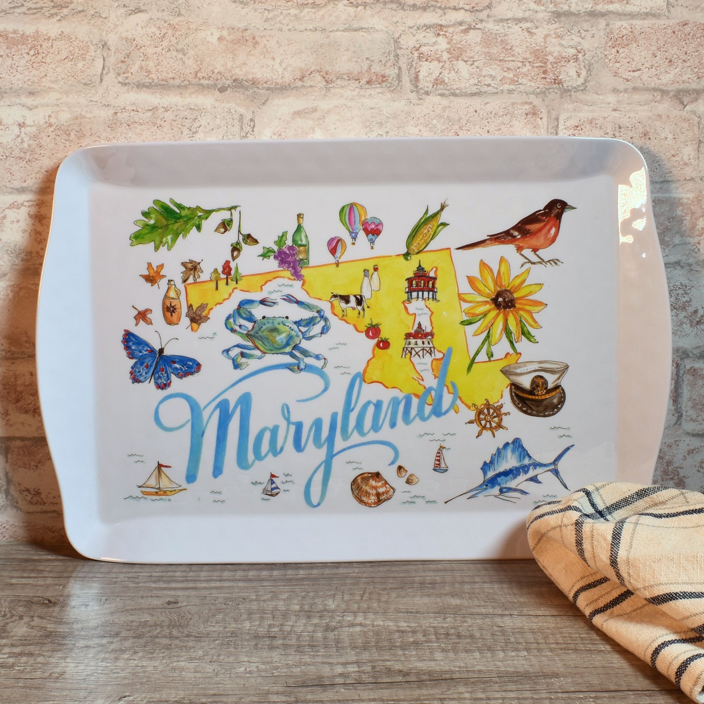 Maryland Collage 17" x 11-1/2" Melamine Serving Tray by Merritt Designs