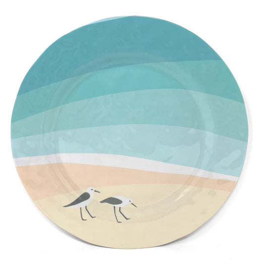 Sandpipers by Kate Nelligan 11-1/2-inch Melamine Dinner Plate, Set of 6 Blue/Multi